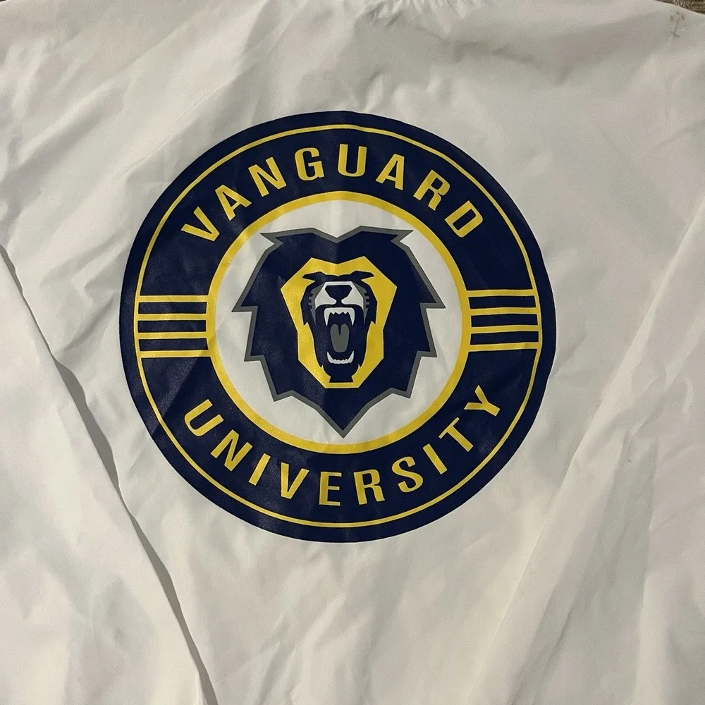 Vanguard University Men S Windbreaker Hoodie Rain Anorak‎ Coat White